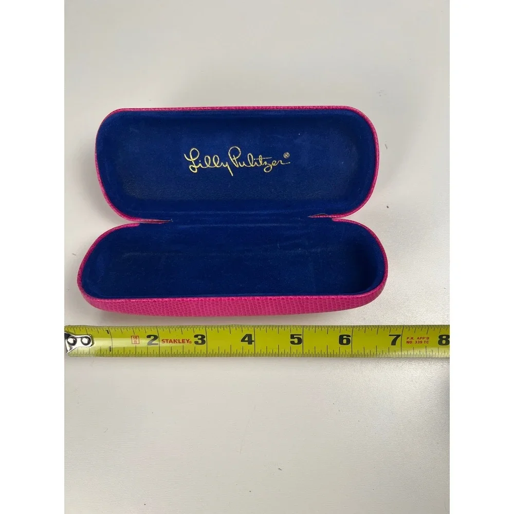 Lilly Pulitzer Eyeglass Case Hard Shell Pink Lizard Embossed‎ Gold Logo